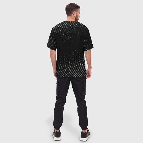 Мужская футболка оверсайз Daewoo с потертостями на темном фоне / 3D-принт – фото 4