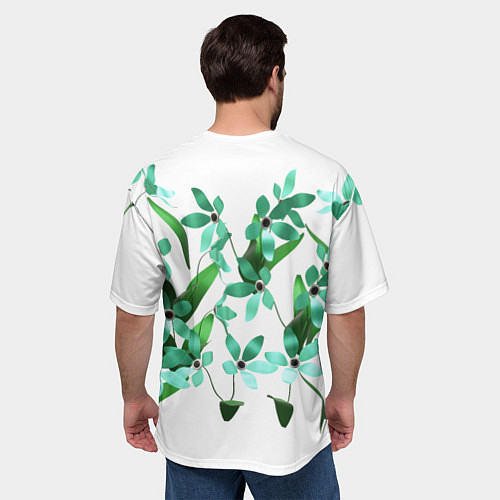 Мужская футболка оверсайз Flowers green light / 3D-принт – фото 4