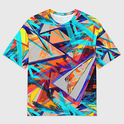 Футболка оверсайз мужская Яркий неоновый абстрактный узор, цвет: 3D-принт