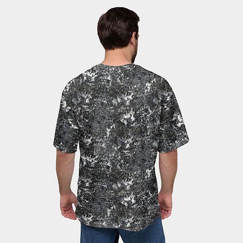 Мужская футболка оверсайз Темно серый графитовый с текстурой камня / 3D-принт – фото 4