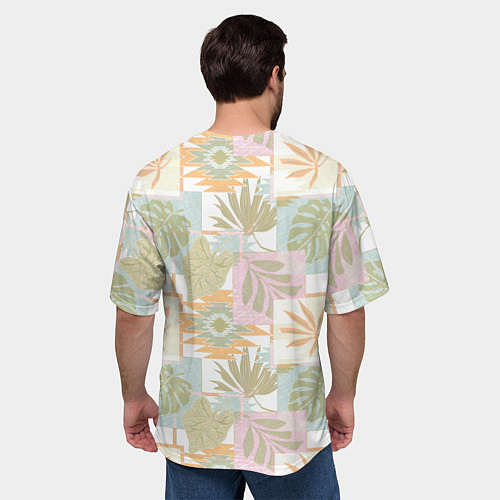 Мужская футболка оверсайз Этнический, тропический лоскутный / 3D-принт – фото 4
