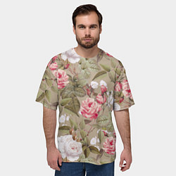 Футболка оверсайз мужская Белые и Красные Розы, цвет: 3D-принт — фото 2