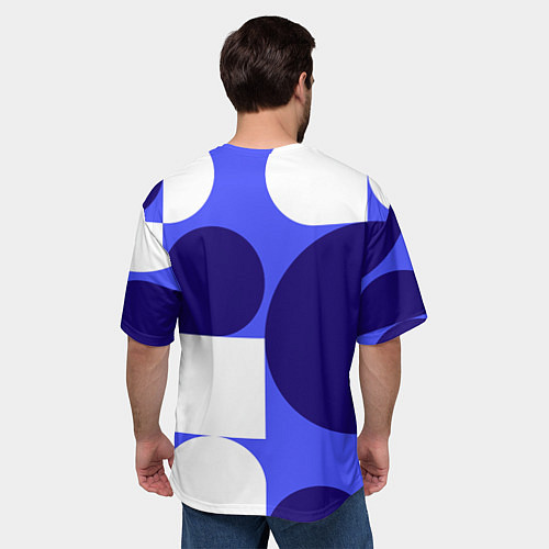 Мужская футболка оверсайз Абстрактный набор геометрических фигур - Синий фон / 3D-принт – фото 4