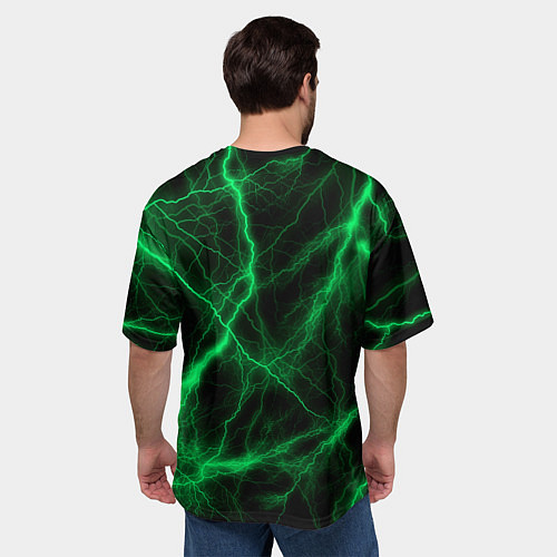 Мужская футболка оверсайз Mazda зеленые молнии / 3D-принт – фото 4