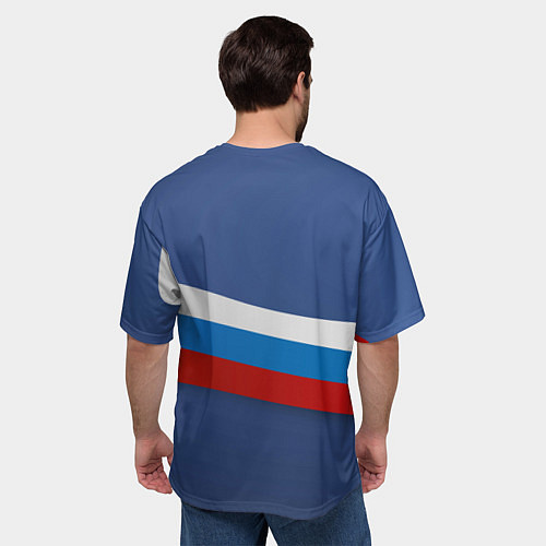 Мужская футболка оверсайз Wellcome to Russia: лента триколора / 3D-принт – фото 4