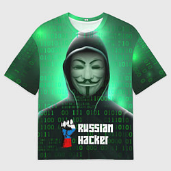 Футболка оверсайз мужская Russian hacker green, цвет: 3D-принт