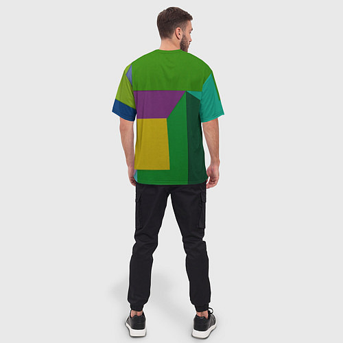 Мужская футболка оверсайз Абстрактный случайный набор геометрических фигур - / 3D-принт – фото 4