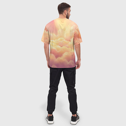 Мужская футболка оверсайз Птеродактиль в облаках / 3D-принт – фото 4