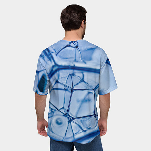 Мужская футболка оверсайз Абстрактная синяя ледяная броня / 3D-принт – фото 4