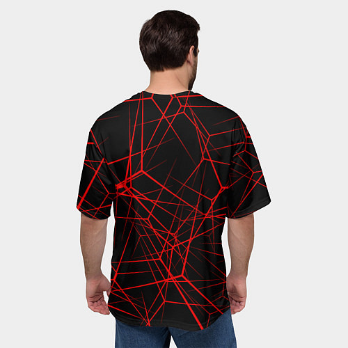 Мужская футболка оверсайз Intersecting red rays / 3D-принт – фото 4