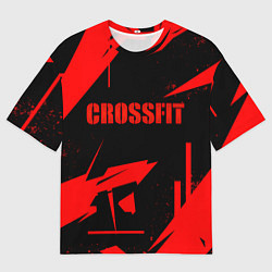 Футболка оверсайз мужская Кроссфит - красная абстракция, цвет: 3D-принт