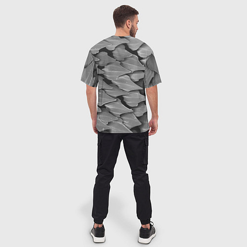 Мужская футболка оверсайз Кожа акулы - броня / 3D-принт – фото 4