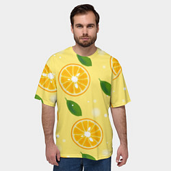 Футболка оверсайз мужская Сочные апельсины в разрезе, цвет: 3D-принт — фото 2