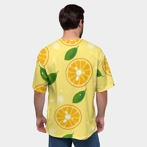 Мужская футболка оверсайз Сочные апельсины в разрезе / 3D-принт – фото 4