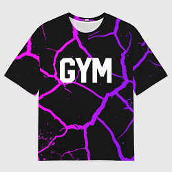Футболка оверсайз мужская Gym - Трещины неоновые, цвет: 3D-принт