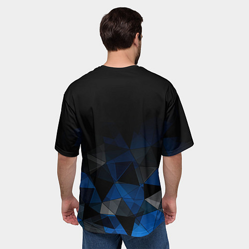Мужская футболка оверсайз Черно-синий геометрический / 3D-принт – фото 4