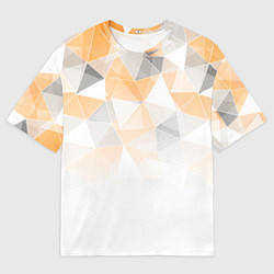 Мужская футболка оверсайз Однотонный белый и желто-серый геометрический