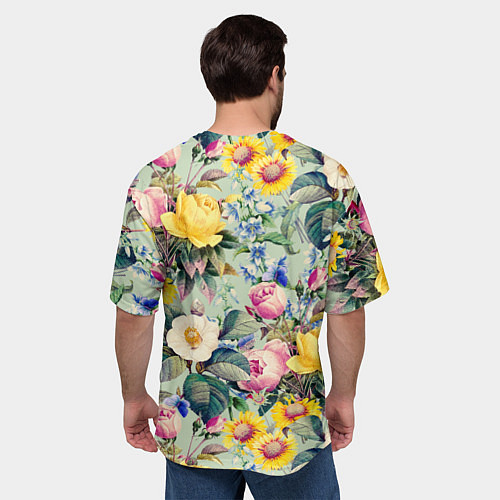 Мужская футболка оверсайз Солнечные Цветы / 3D-принт – фото 4