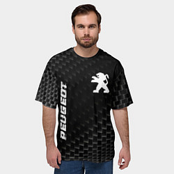 Футболка оверсайз мужская Peugeot карбоновый фон, цвет: 3D-принт — фото 2