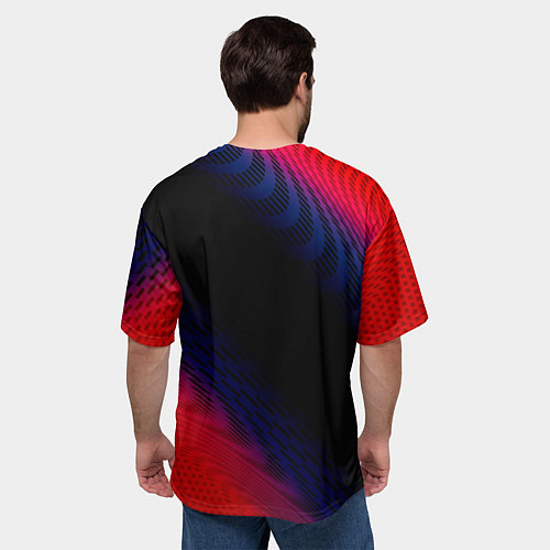 Мужская футболка оверсайз SsangYong красный карбон / 3D-принт – фото 4