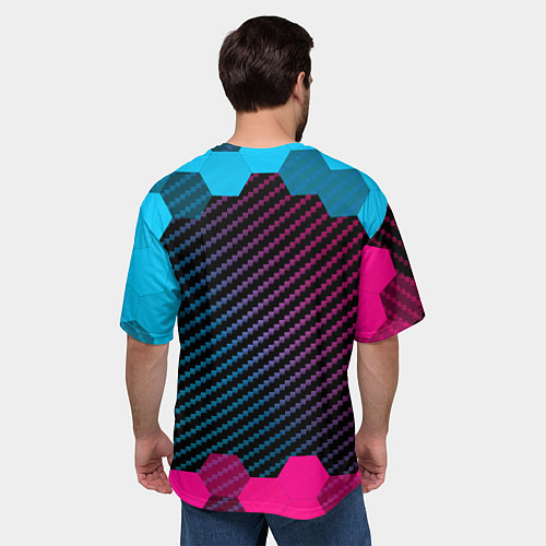 Мужская футболка оверсайз Geely - neon gradient / 3D-принт – фото 4
