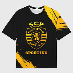 Мужская футболка оверсайз Sporting - gold gradient