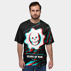 Футболка оверсайз мужская Gears of War в стиле glitch и баги графики на темн, цвет: 3D-принт — фото 2