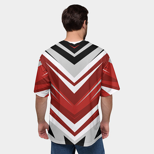 Мужская футболка оверсайз Кроссфит униформа - Красная абстракция / 3D-принт – фото 4