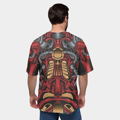 Мужская футболка оверсайз Голова красного робота / 3D-принт – фото 4