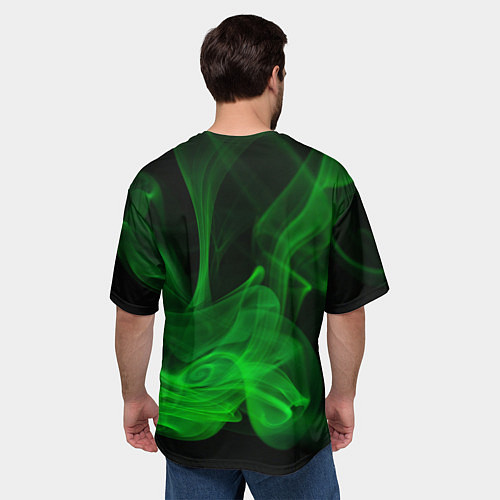 Мужская футболка оверсайз Зелёный абстрактный дым / 3D-принт – фото 4