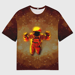 Мужская футболка оверсайз Космонавт в пылающем космосе