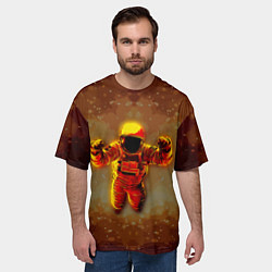 Футболка оверсайз мужская Космонавт в пылающем космосе, цвет: 3D-принт — фото 2