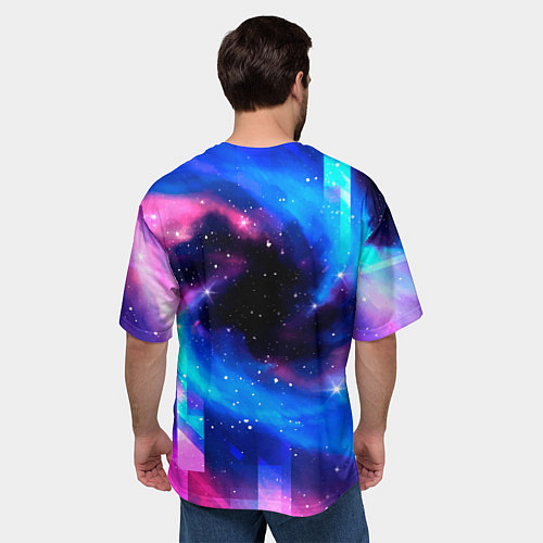 Мужская футболка оверсайз JAC неоновый космос / 3D-принт – фото 4