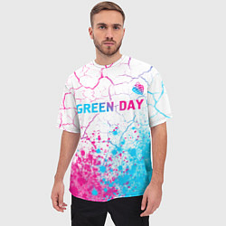 Футболка оверсайз мужская Green Day neon gradient style: символ сверху, цвет: 3D-принт — фото 2
