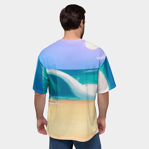 Мужская футболка оверсайз Свинка на пляже хохочет / 3D-принт – фото 4