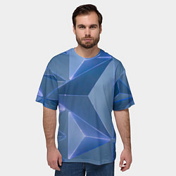 Футболка оверсайз мужская Неоновая киберпанк броня - Синий, цвет: 3D-принт — фото 2