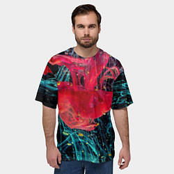 Футболка оверсайз мужская Абстрактный всплеск розовой и голубой красок, цвет: 3D-принт — фото 2