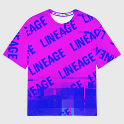 Футболка оверсайз мужская Lineage glitch text effect: паттерн, цвет: 3D-принт