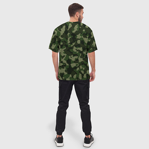 Мужская футболка оверсайз Камуфляж зелёного цвета / 3D-принт – фото 4