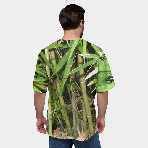 Мужская футболка оверсайз Матёрый тигр в зарослях бамбука / 3D-принт – фото 4