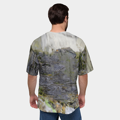 Мужская футболка оверсайз Снежный барс среди скал / 3D-принт – фото 4
