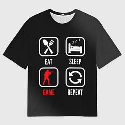 Футболка оверсайз мужская Eat, sleep, Counter Strike, repeat, цвет: 3D-принт