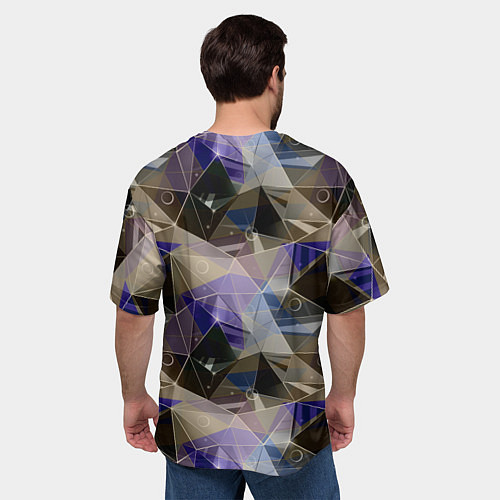 Мужская футболка оверсайз Полигональный абстрактный: бежевый, коричневый, си / 3D-принт – фото 4