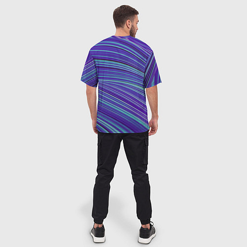 Мужская футболка оверсайз Абстрактные волны Wave - синие / 3D-принт – фото 4