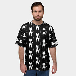 Футболка оверсайз мужская Кошка С Бабочкой Вид Сзади, цвет: 3D-принт — фото 2