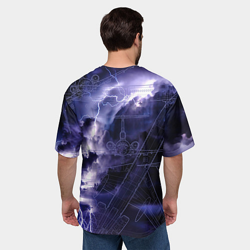 Мужская футболка оверсайз Ту-154 Ночные полет / 3D-принт – фото 4