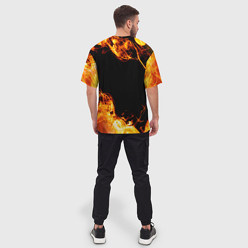 Мужская футболка оверсайз Metallica и пылающий огонь / 3D-принт – фото 4