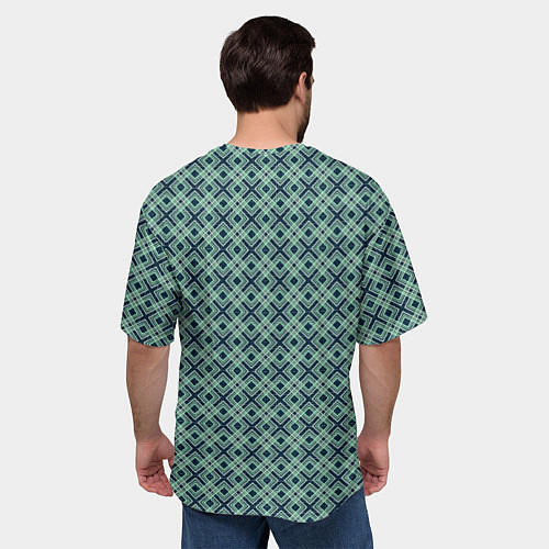 Мужская футболка оверсайз Геометрический бирюзовый узор на текстурированном / 3D-принт – фото 4