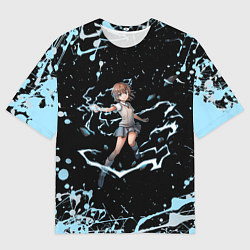 Футболка оверсайз мужская Микото в деле - Некий научный Рейлган, цвет: 3D-принт