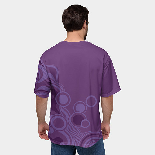 Мужская футболка оверсайз Лягуха-самурай на фиолетовом фоне / 3D-принт – фото 4